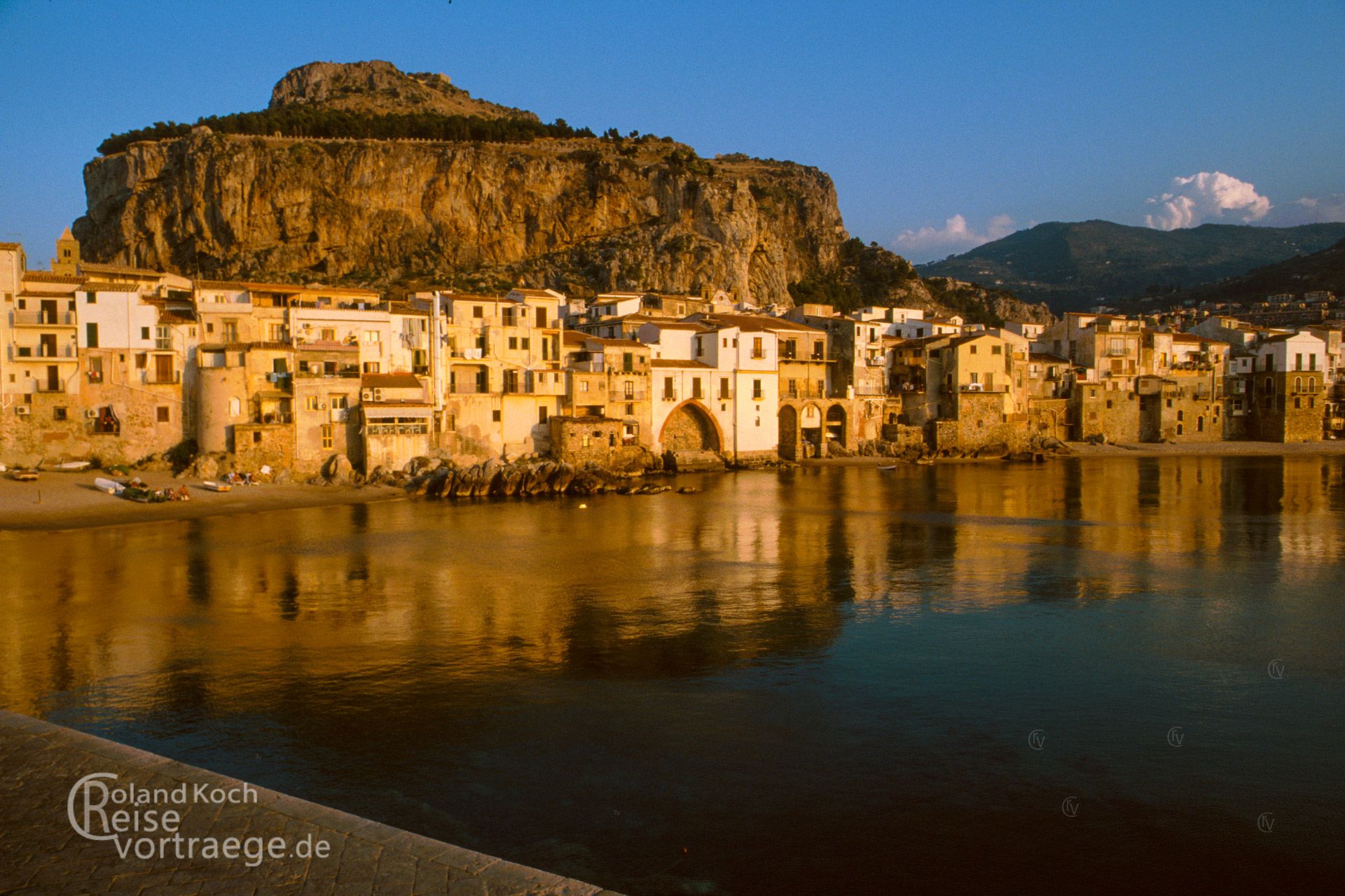 Italy - Sunset in the harbour of Cefalu